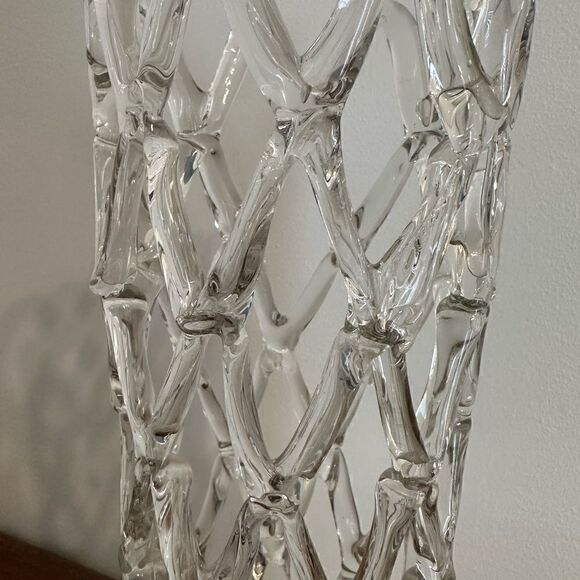 Vintage Italian Lattice Cut Glass Tall Vase - Picture 4 of 10